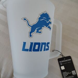 NFL 💎56 Oz. Frosted Glass Pitcher with Detroit Lion Logo